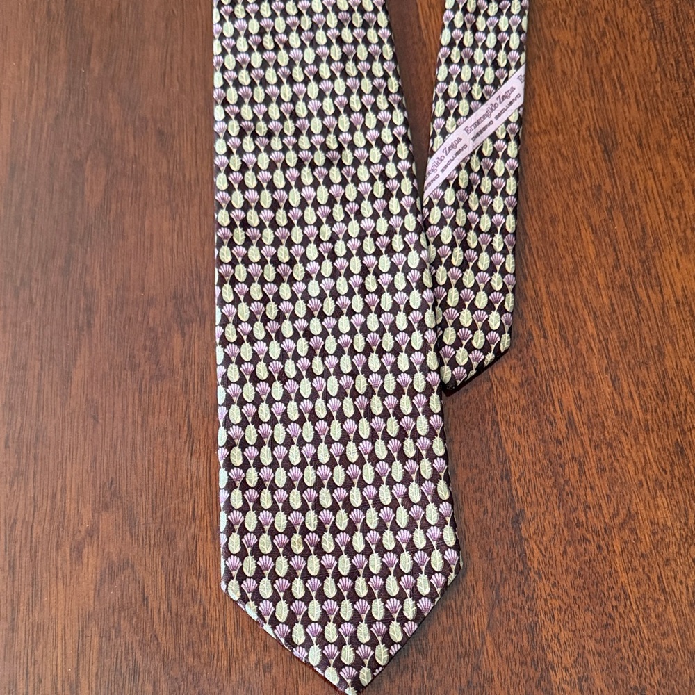 Ermenegildo Zegna Brown and Cream Patterned Tie